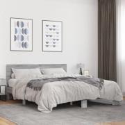vidaXL Sängram grå sonoma 150x200 cm konstruerad trä och metall