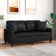 vidaXL 2-sits soffa med prydnadskuddar svart 140 cm konstläder