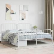vidaXL Sängram med huvudgavel och fotgavel vit metall 200x200 cm