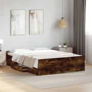 vidaXL Sängram med lådor rökfärgad ek 140x190 cm konstruerad trä