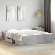 vidaXL Sängram med lådor betonggrå 150x200 cm konstruerat trä