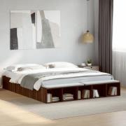 vidaXL Sängram brun ek 200x200 cm konstruerad trä