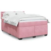 vidaXL Ramsäng med madrass rosa 140x200 cm sammet