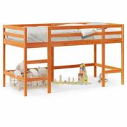 vidaXL Loftsäng med stege vaxbrun 90x190 cm massiv furu