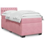 vidaXL Ramsäng med madrass rosa 100x200 cm sammet