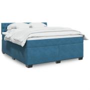 vidaXL Ramsäng med madrass blå 180x200 cm sammet