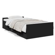 vidaXL Sängram med lådor svart 75x190 cm konstruerad trä
