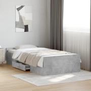vidaXL Sängram med lådor betonggrå 75x190 cm konstruerat trä