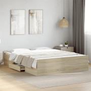 vidaXL Sängram med lådor sonoma-ek 150x200 cm konstruerat trä