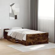 vidaXL Sängram med lådor rökfärgad ek 90x190 cm konstruerad trä