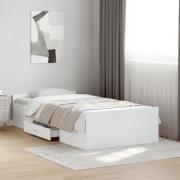 vidaXL Sängram med lådor vit 100x200 cm konstruerat trä
