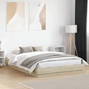 vidaXL Sängram med LEDs sonoma-ek 140x200 cm