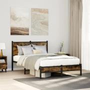 vidaXL Sängram utan madrass metall rökfärgad ek 120x200 cm