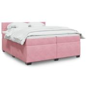vidaXL Ramsäng med madrass rosa 200x200 cm sammet