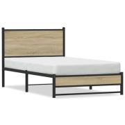 vidaXL Sängram utan madrass metall sonoma-ek 100x190 cm