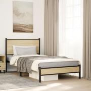 vidaXL Sängram utan madrass metall sonoma-ek 100x200 cm