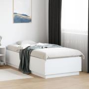 vidaXL Sängram med LEDs vit 90x200 cm konstruerat trä