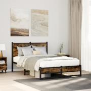 vidaXL Sängram utan madrass metall rökfärgad ek 120x200 cm