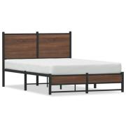 vidaXL Sängram utan madrass metall brun ek 120x190 cm