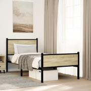 vidaXL Sängram utan madrass metall sonoma-ek 90x200 cm