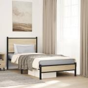 vidaXL Sängram utan madrass metall sonoma-ek 90x190 cm