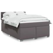 vidaXL Ramsäng med madrass grå 140x200 cm konstläder