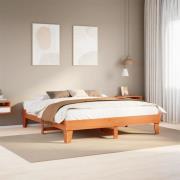 vidaXL Sängram utan madrass vaxbrun 180x200 cm massiv furu