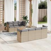 vidaXL Soffgrupp för trädgård med dynor 8 delar mixbeige konstrotting