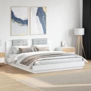 vidaXL Sängram med huvudgavel vit 160x200 cm konstruerat trä