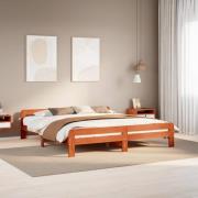 vidaXL Sängram utan madrass vaxbrun 180x200 cm massiv furu