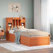 vidaXL Sängram utan madrass vaxad brun 90x190 cm massiv furu