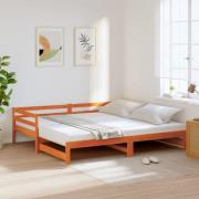 vidaXL Dagbädd med extrasäng vaxad brun 90x200 cm massiv furu