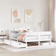 vidaXL Sängram utan madrass vit 160x200 cm massiv furu