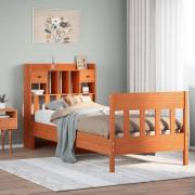 vidaXL Sängram utan madrass vaxbrun 100x200 cm massiv furu