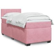 vidaXL Ramsäng med madrass rosa 90x200 cm sammet