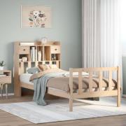vidaXL Säng med bokhylla utan madrass 75x190cm massiv furu