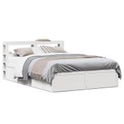 vidaXL Sängram med huvudgavel vit 120x200 cm massiv furu