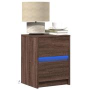 vidaXL Sängbord med LED-lampor 2 st brun ek konstruerat trä