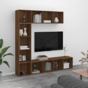 vidaXL Bokhylla/TV-bänk 3 delar set Brun ek 180x30x180 cm