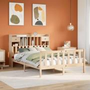 vidaXL Säng med bokhylla utan madrass 160x200cm massiv furu