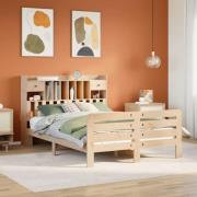 vidaXL Säng med bokhylla utan madrass 140x200cm massiv furu