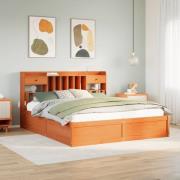 vidaXL Sängram utan madrass vaxbrun 200x200 cm massiv furu