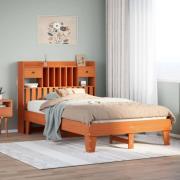 vidaXL Sängram utan madrass vaxbrun 135x190 cm massiv furu