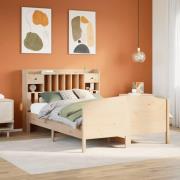 vidaXL Säng med bokhylla utan madrass 150x200cm massiv furu