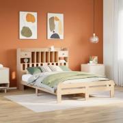 vidaXL Säng med bokhylla utan madrass 160x200cm massiv furu