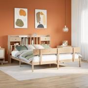 vidaXL Säng med bokhylla utan madrass 180x200cm massiv furu