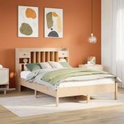 vidaXL Säng med bokhylla utan madrass 160x200cm massiv furu