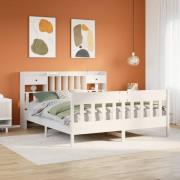 vidaXL Sängram utan madrass vit 200x200 cm massiv furu
