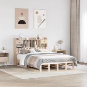 vidaXL Säng med bokhylla utan madrass 160x200cm massiv furu