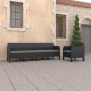 vidaXL Loungegrupp för trädgården 2 delar m. dynor PP-rotting antracit
